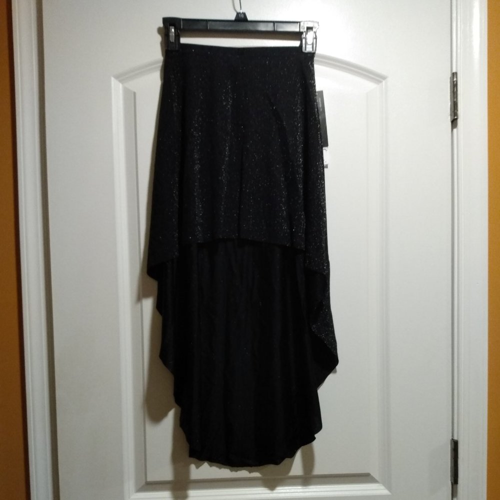 NWT Sparkly Black High Low Pull On Dance Skirt